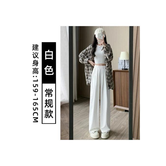 Women's High Waist Wide Leg Pants Loose Straight Trousers Minimalist Ice Silk Yamamoto Pants Fall Lazy Casual Daily Bottoms