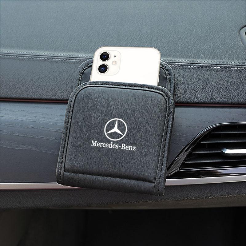 GLC GLB Car Leather Storage Bag Mobile Phone Charger Organizer For Mercedes Benz AMG W204 W205 W203 W211 W212 W213 W201 W210 W1