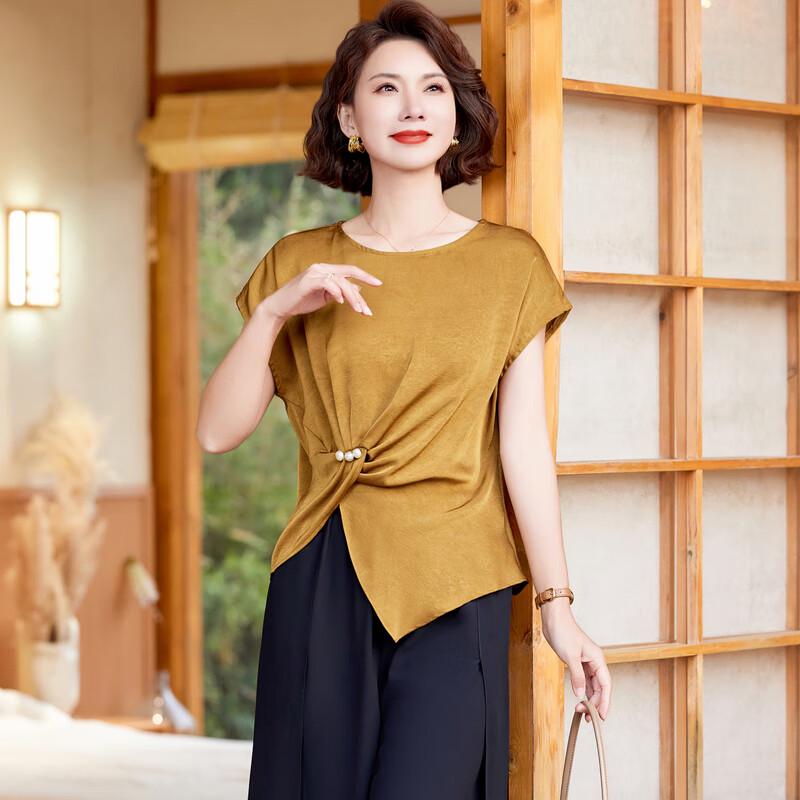 Red Bean Mom 2025 Summer Elegant Two-Piece Set for Middle-Aged Women