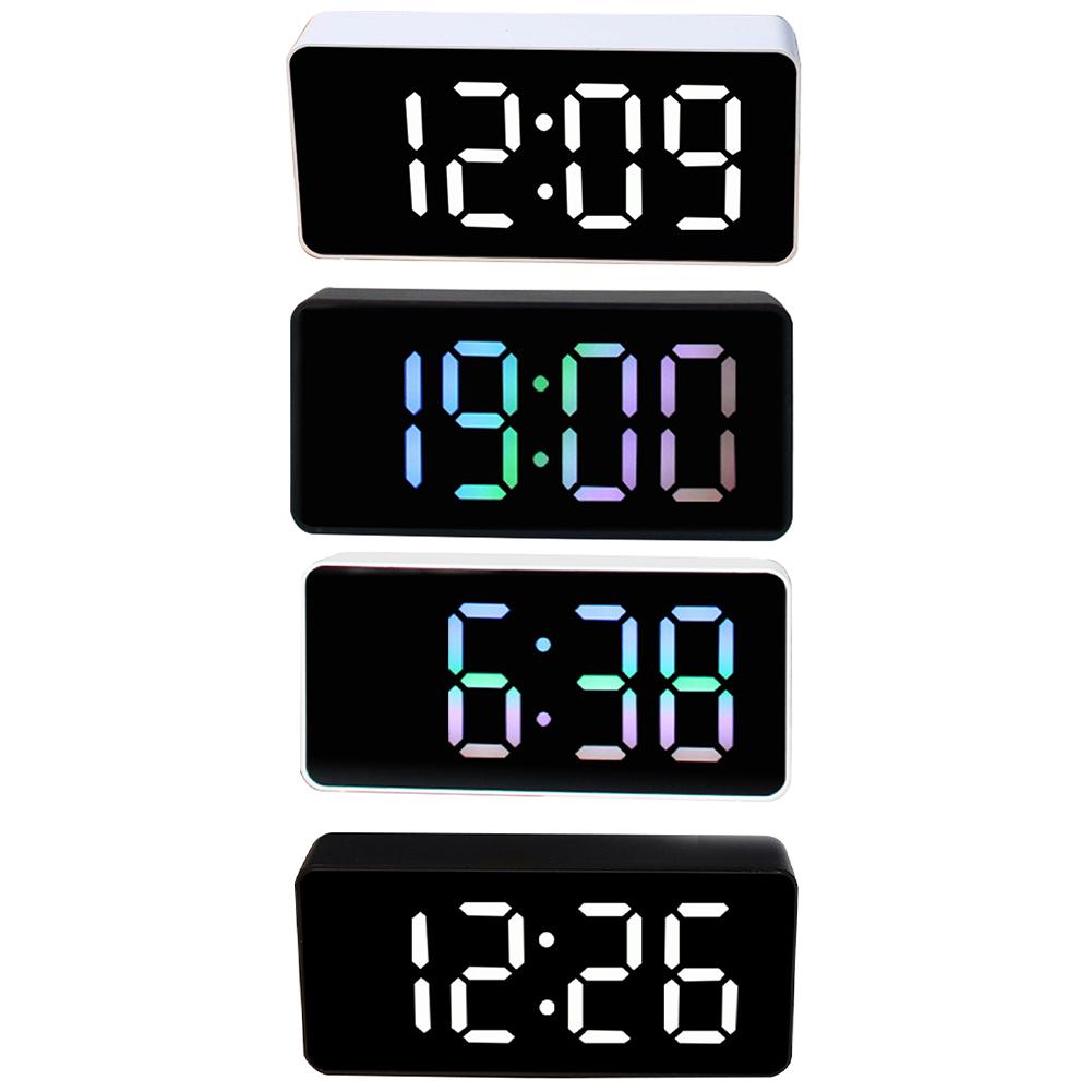 Digital Led Alarm Clock Voice Control Battery USB Dual Power Adjustable Brightness Mute For Teens Bedrooms Bedside