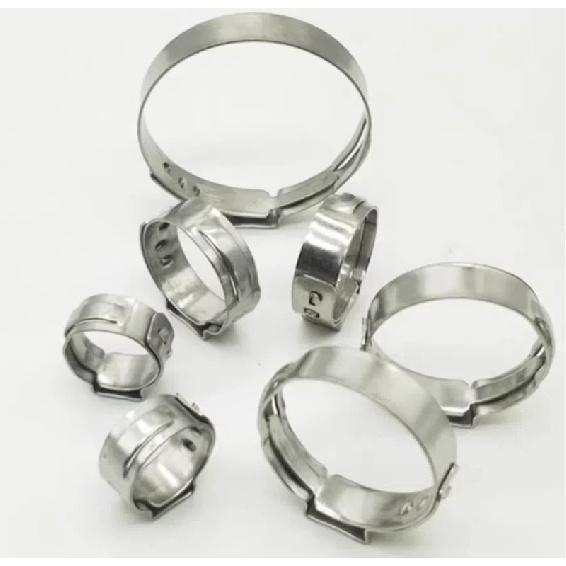 

PACK OF 100, 304 Stainless Steel Single Ear Crimp Hose Clamps Stepless G Clamps OETIKER O-Clips 9.6-11.3