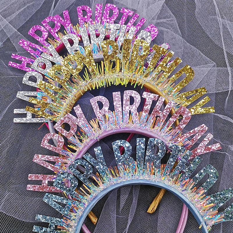 Glitter Happy Birthday Sequin Headband Birthday Decoration Birthday Party