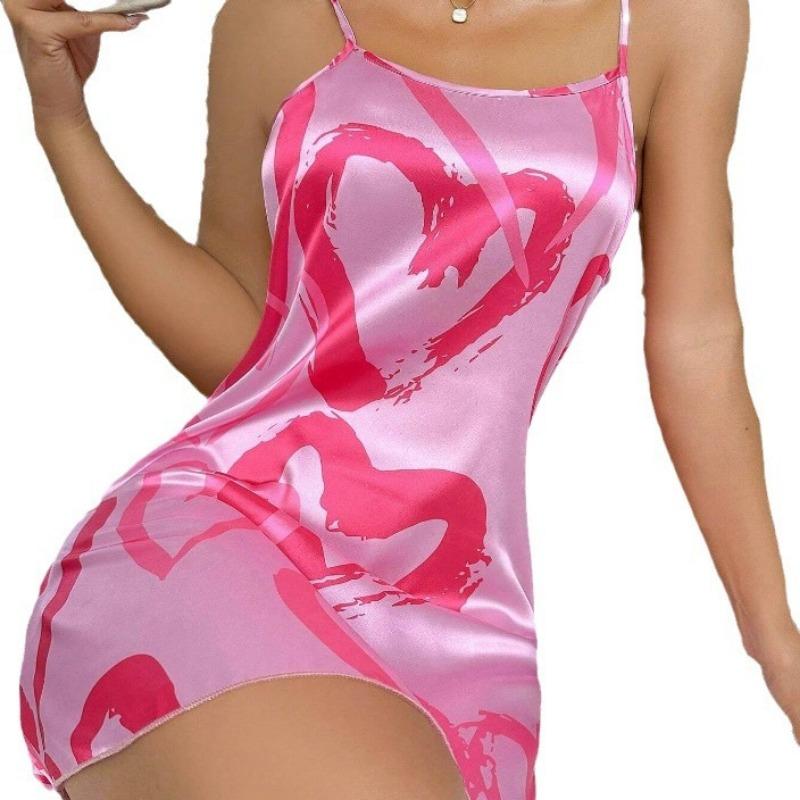 Women's Summer Sexy Backless Love Home Dress Short Slip Dress