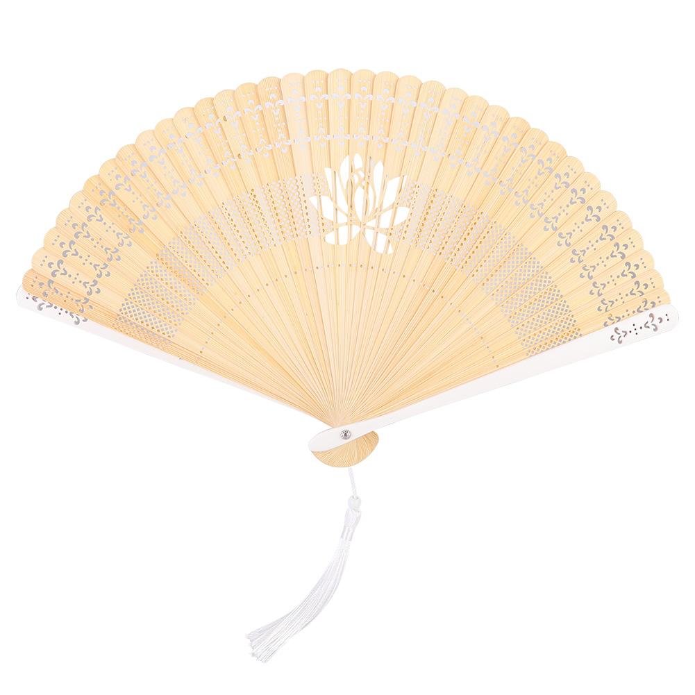 

Складной бамбуковый полый веер с кисточками для рук, летний жаркий день, охлаждающий инструмент, украшение, коричневый