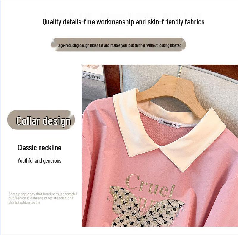 Plus Size Autumn Lapel Sweatshirt for Chest 150/160 cm, Fits 200-350 jin