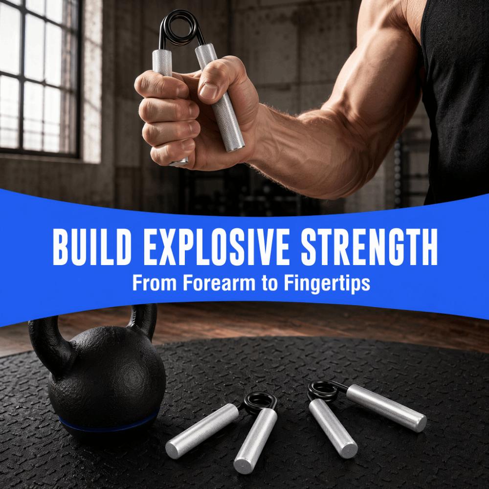 2 Stück Gerändelte Griffe Handgriff-Stärker Federstahl Krafttrainer Fitnessstudio Training