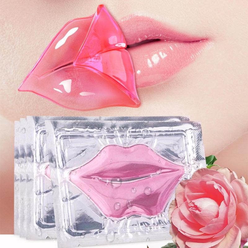 5 Pezzi Maschera Labbra al Collagene di Cristallo Labbra Rimpolpanti Patch Labbra Rosa Essenza Idratante Nutriente Cosmetici Cura della Pelle per la Bellezza