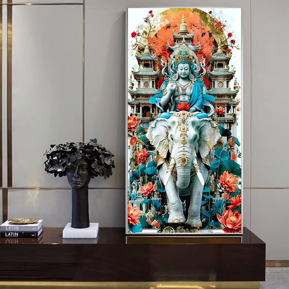 Buddha Statue 5DDIY Diamond Painting Holy Spirit Buddha Statue Shakyamuni Oil Painting Living Room Wall Home Decoration