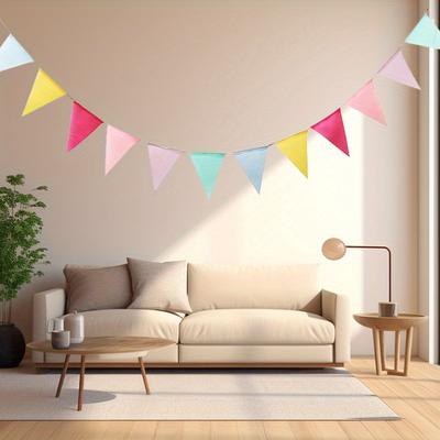 4M Colored Jute Linen Banner Pennant Birthday Bunting Banner Wall Hanging Wedding Hanging Banner Party Garland Home Decor