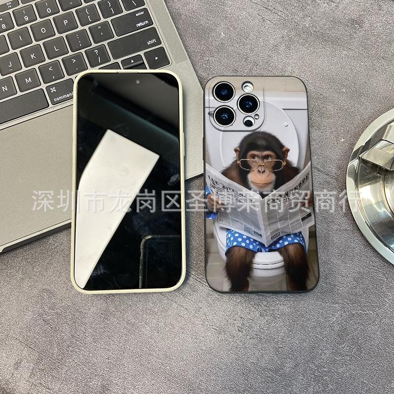 Reading Monkey for Apple 15 Mobile Phone Case Iphone12promax Set 14/13/11/XSMAX All-inclusive 16