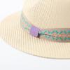 Small fresh British Panama hat Straw hat Flat brim top hat Jazz hat Breathable and comfortable outdoor travel hat