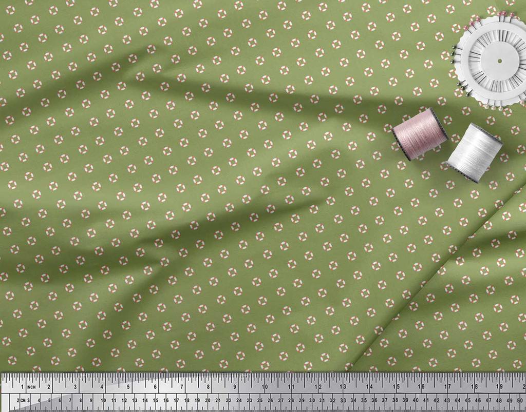 Soimoi Japan Crepe Satin Fabric Swimming Ring Small Printed Craft Fabric by the metre 42 Inch