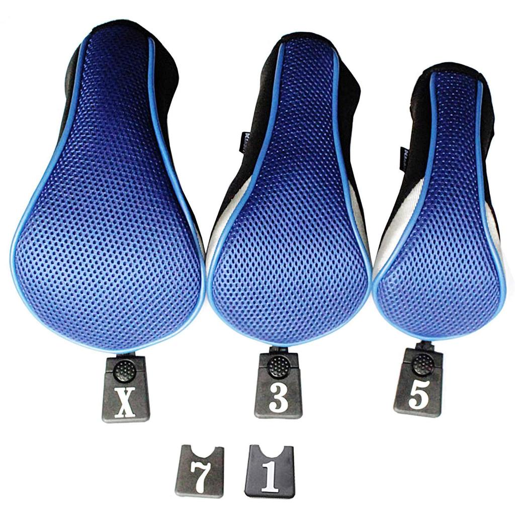 Andux Golf Wood Driver Head Cover with Replaceable Number Tag, Set of 3 (BlackBlue)