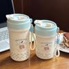 Cute Double Drink Thermos Water Bottle For Girls Straw Tumbler Cup 316 Stainless Steel Hot and Cold Coffee Thermal Mug 500/600ML
