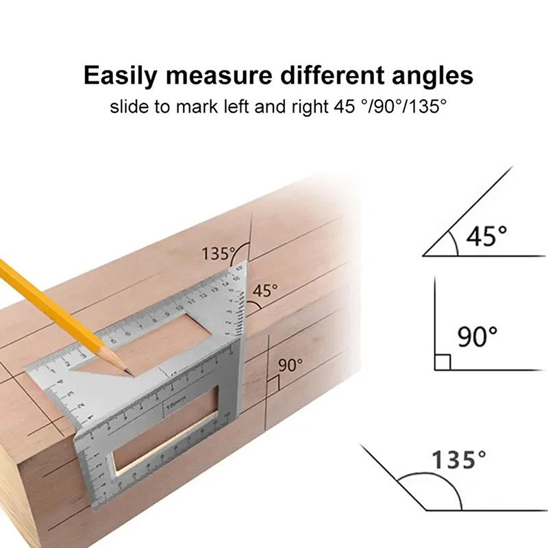 Multifunctional Angle Ruler 45 90 Degree Aluminum Alloy Accurate Woodworking Square Angle Ruler Marking Gauge Carpenter Tool
