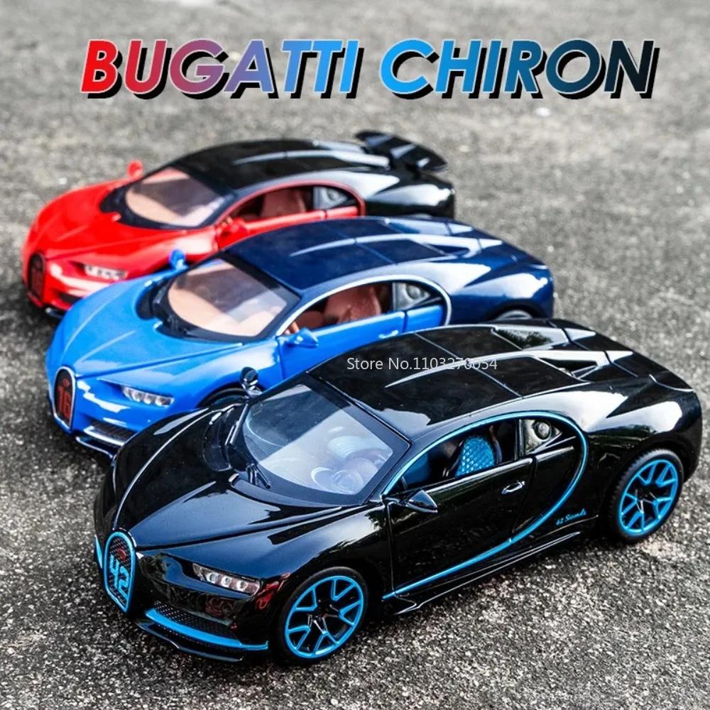 1/32 Bugatti Chiron Alloy Sport Car Toy Models Diecast Metal Miniature Vehicles With Sound Light Pull Back Collectible Toys Cars