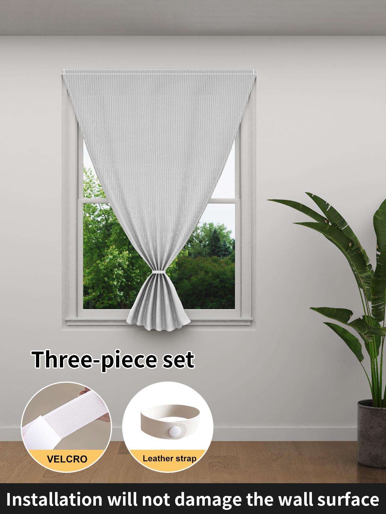 Geen Boor Klittenband Verduisteringsgordijn Milieuvriendelijk Polyester Zonnescherm Raambekleding 1PCS W90 x H100cm&Velcro