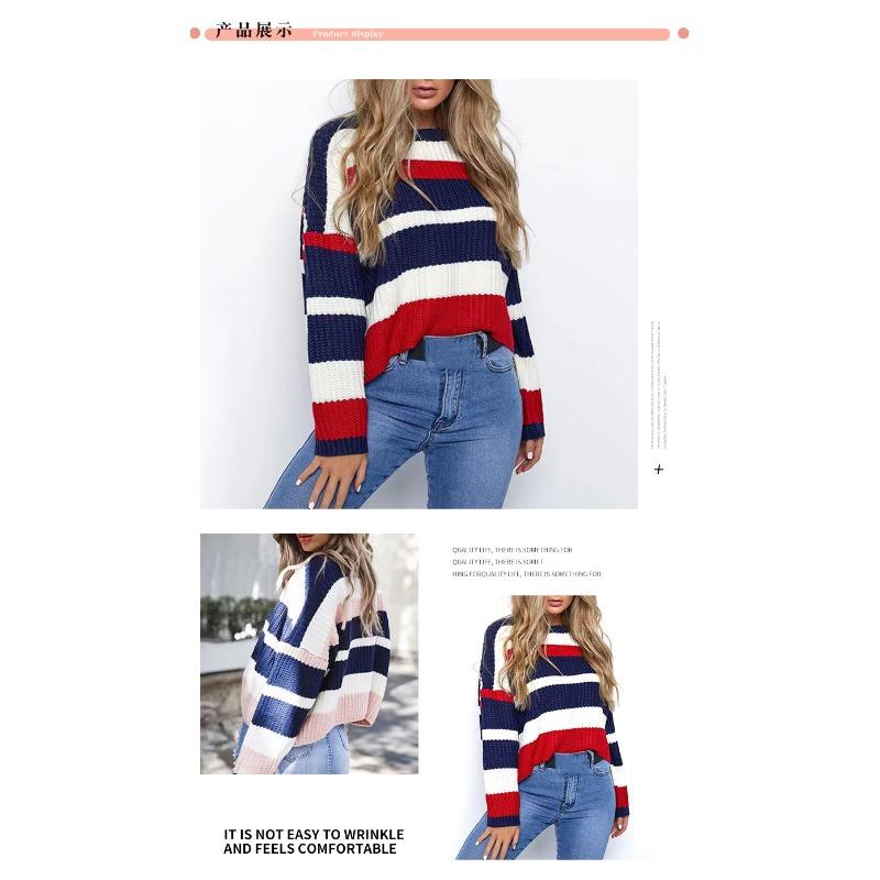 Women S Loose Fit Striped Knit Pullover Casual Sweater