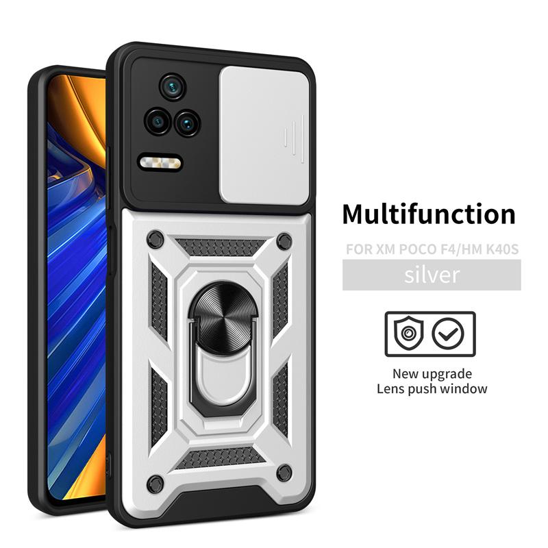 

Для Xiaomi POCO F4 5G чехол с магнитным кольцом, кронштейн, броня, задняя крышка для Poco Poko Pocco Little F4 F 4, защитная оболочка для камеры For POCO F4 5G серебряный
