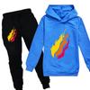 Casual Comfortable Boys' Printed Hooded Suit Sweater Fashionable Loose Clothing Sets Boys