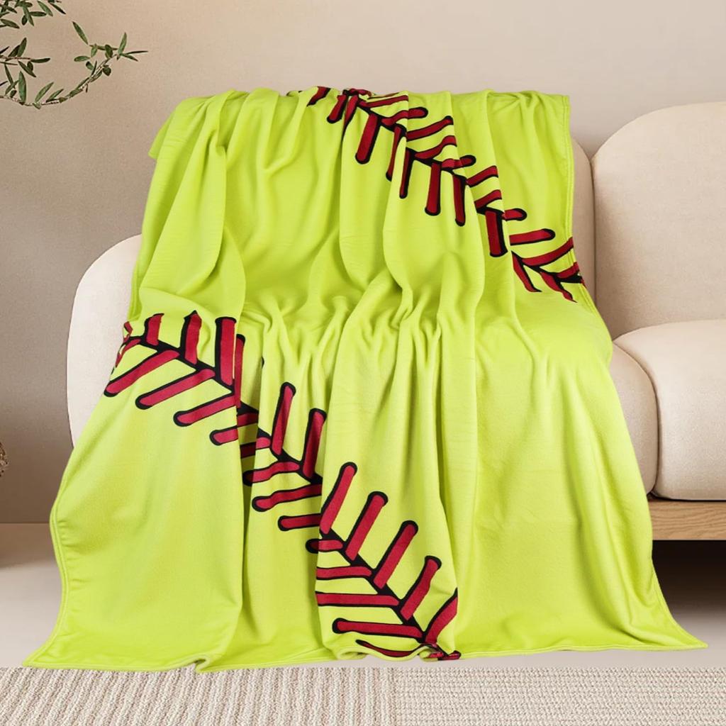 Baseball Throw Blanket for Bed Couch Sofa Living Room Decor Soft Warm Lightweight Flannel Blanket Ball Sport Theme Print Blanket