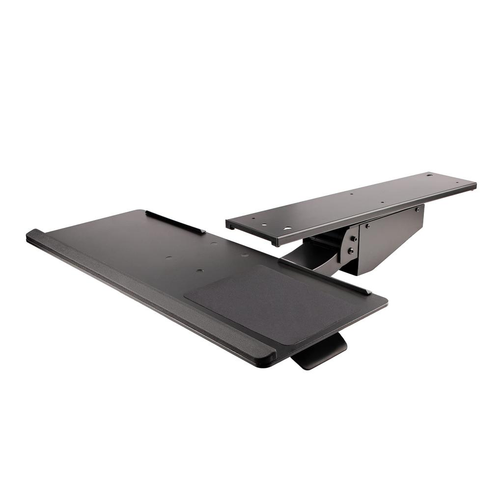 KBTRAYADJ2 Black Keyboard Tray Full Motion Height Adjustable Keyboard Mouse Tray 255mm X 670mm Table Mountable Ergonomic Slider with Wrist Rest Mouse