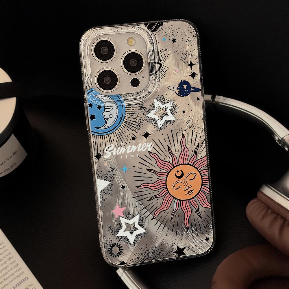 Sun TotemThe Sun Moon Starry Sky Phone Case For iPhone 17 16 15 14 13 12 11 Pro Max 17 Air XR XS 16E INS ShakeProof Cover
