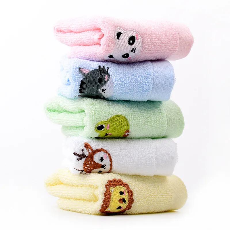 1Pc 25x25cm Small Square Face Towel Cartoon Embroidered Cotton Baby Child Kids Water Absorbent Soft Washcloth