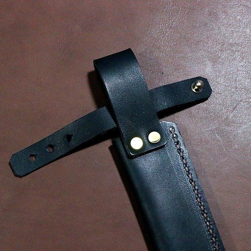 3.5cm Inner Width Top Layer Cow Leather Straight Knife Sheath Fixed Blade Scabbard Cover Storage Bag with Buckle Pants