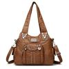 Vintage Nieten Weiches Leder Tragetasche für Damen Große Kapazität Mehrere Taschen Umhängetasche Vintage Weiche Ledertaschen für den Täglichen Gebrauch Einkaufen Pendeln