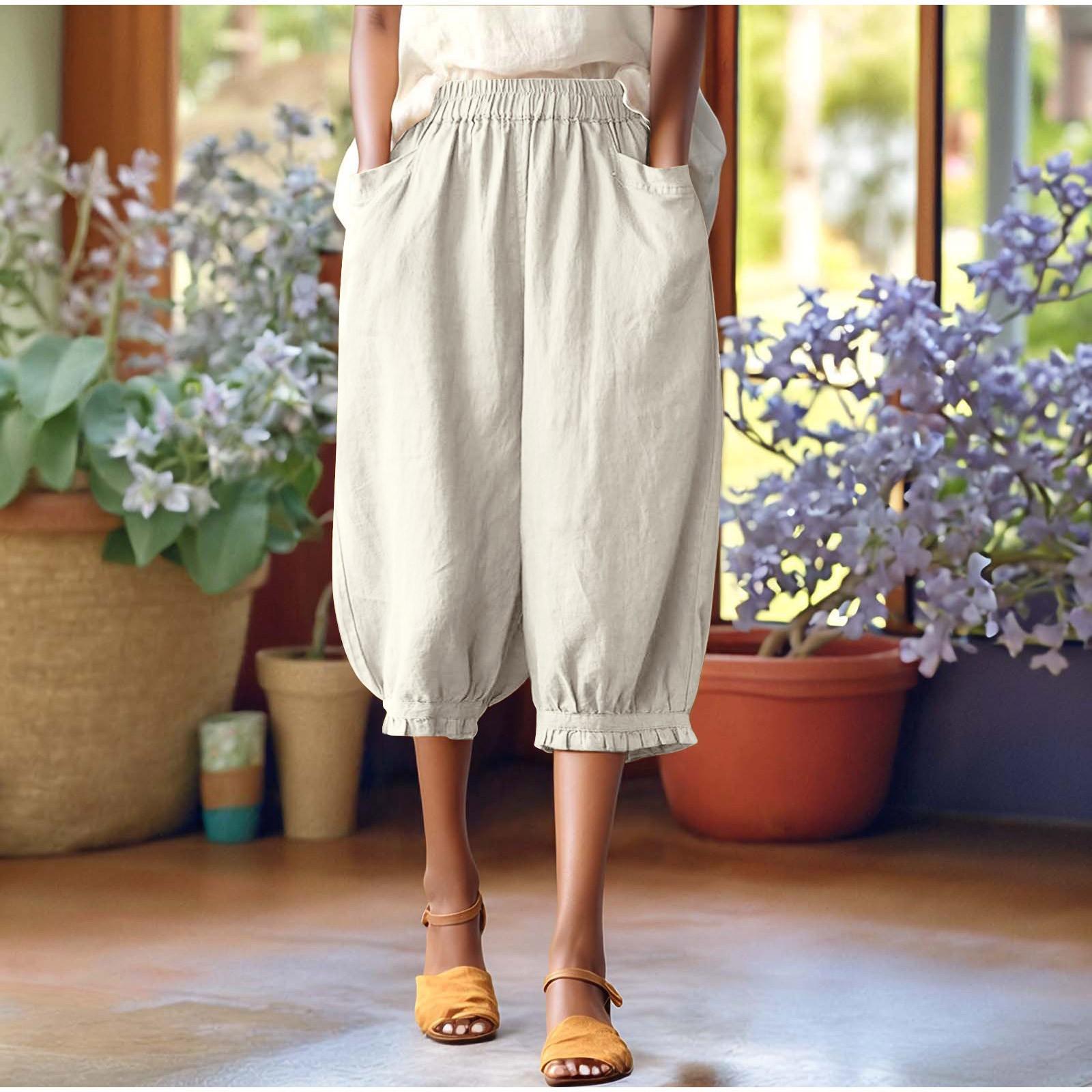 

Женские модные однотонные свободные брюки большого размера с эластичной талией и маленькими штанинами, универсальные повседневные брюки-квотербеки L хаки