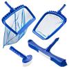 Swimming Pool Cleaning Kit, Includes 2 Detachable Brush Heads (508 Mm / 139.7 Mm) and 2 Pool Skimmer Nets, 4-in-1 Inground/Above Ground Pools Cleaning