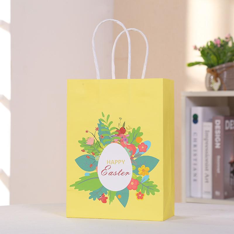 30pcs Easter Bunny Design Gift Bags with Happy Easter Print Paper Bags for Party Favors Small Gifts Candy Cake Packaging