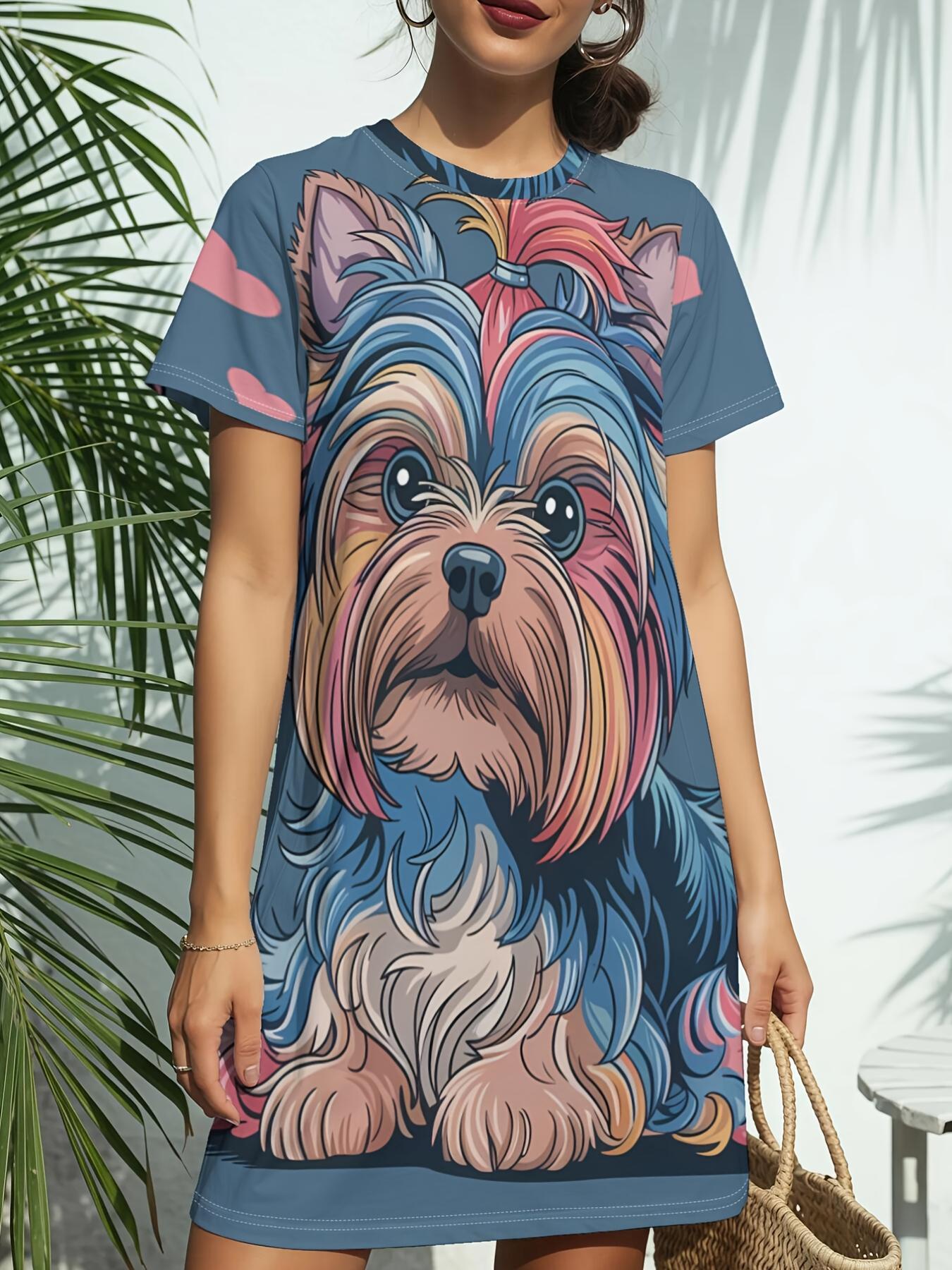 

Women s Short Sleeve T-Shirt Dress with Terrier Print - American Style Crew Neck Casual Dress Suitable for Daily Wear. Dating ; Birthday Gifts. Spring XL дубильная кора