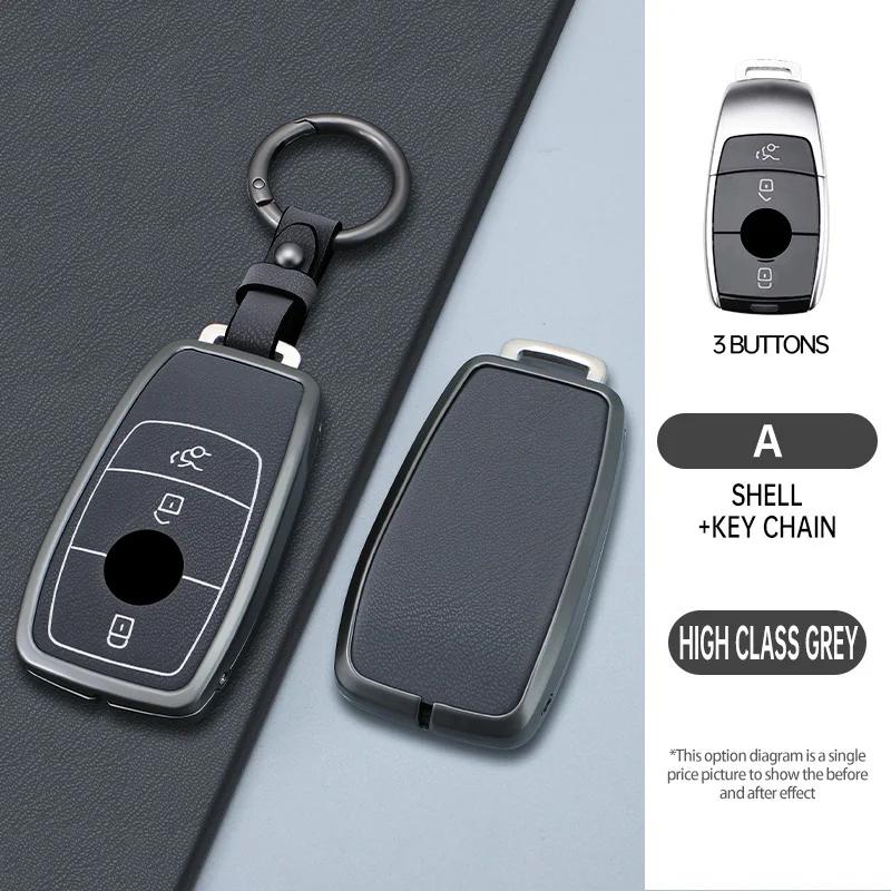 Styling Mouldings 3/4 Button Zinc Alloy Key Fob Cover Case For 2019 2020 Mercedes-Benz A220 E63S AMG E-Class GLE 350 4MATIC E300