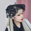 Carnivals Party Nun Veil Bowknot Shape Hairband Pleated Lace Brims Headbands Cosplay Nun Hair Hoop for Adult Teens