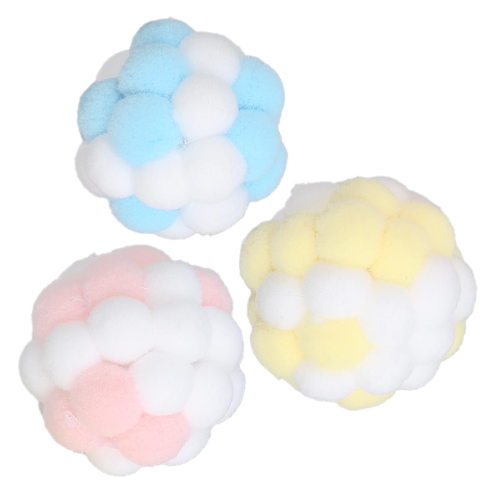 3Pcs Cat Toy HandMade Plush Cat Interactive Bell Ball for Cats Chewing Training