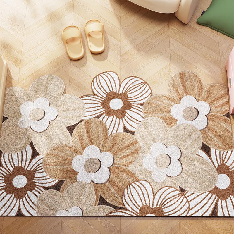 Oil Painting Style Floral Anti-Slip Floor Mat - Wear-Resistant, Easy to Clean, Irregular Shape, Cuttable