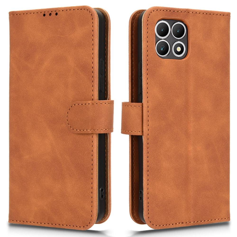 

For T-Mobile REVVL 7/T Phone 2 5G Case Skin Feel Leather Wallet Phone Cover Brown