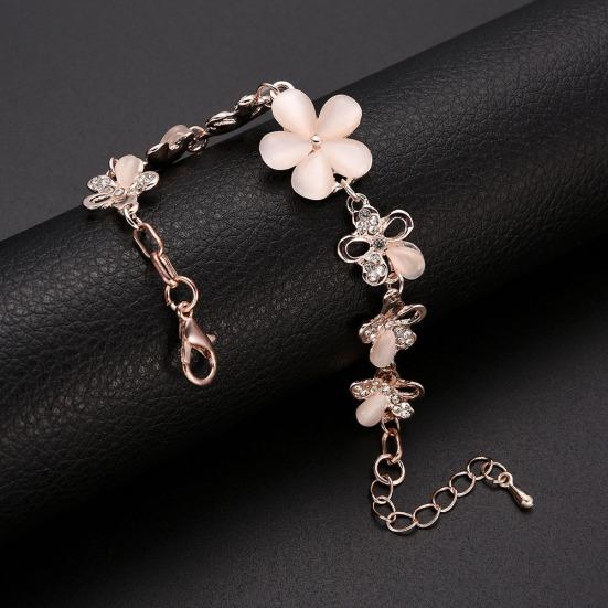 Blumenkette Strass Handgelenk Dekor Frauen Schmuck Armband Armreif