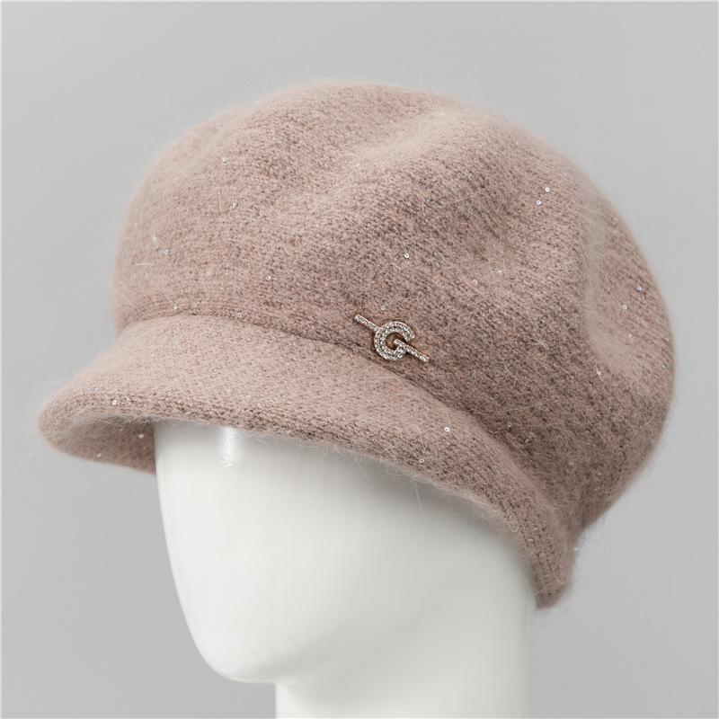 Women's Autumn Winter Warm Knit Hat Thickened Milk Duck Tongue Hat Rabbit Fur Hat for Middle-Aged and Elderly People