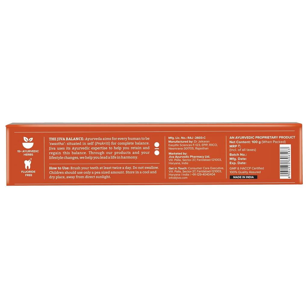 Jiva Ayurfresh tandkräm 100g X 3-pack örttandkräm för frisk andedräkt och tandvärklindring
