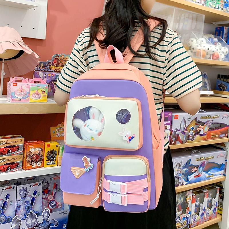 5-Piece Backpack Set Women's Large Capacity Student Schoolbag Travel Backpack for Girls