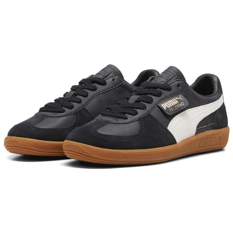 PUMA Palermo Leather Unisex Puma Black Feather Gray Gum Low Top Lifestyle Sneakers 396464-03
