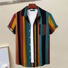 Men Shirt Contrast Color Vintage Striped Short Sleeves Single-breasted Daily Wear Cotton Pocket Men Summer Top Men Clothes
