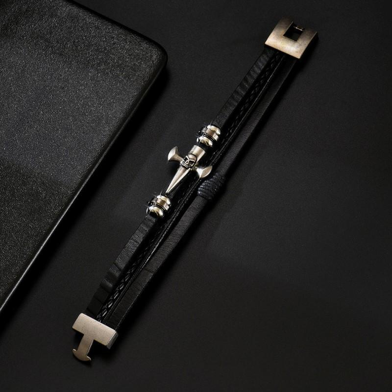 Универсальный кожаный плетеный браслет-крест Панк Многослойный Мужской