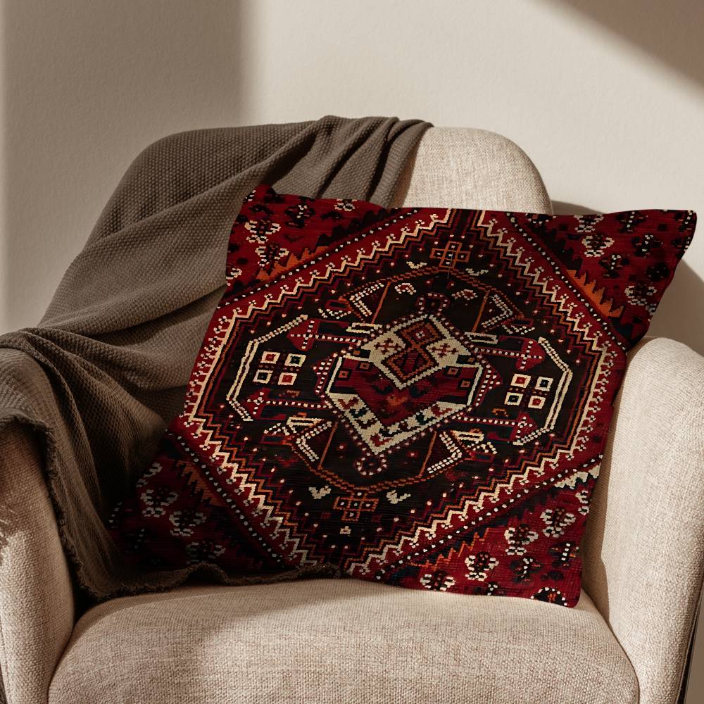 Persian Rug Iranian Carpet Pillow Case Square DoubleSided Printing Short Plush Sofa Cushion Cover Bedroom Bedside Pillow
