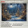 1Pc Winter Night Snow Warm Lights Tapestry Wall Hanging, Decorative Fabric Poster for Bedroom, Living Room, Dorm & Home Decor