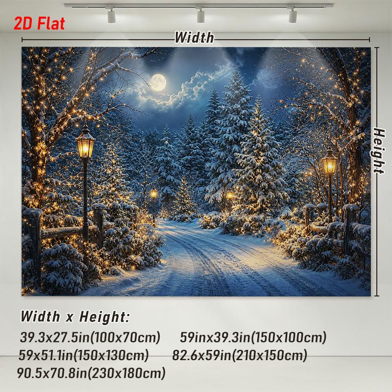 1Pc Winter Night Snow Warm Lights Tapestry Wall Hanging, Decorative Fabric Poster for Bedroom, Living Room, Dorm & Home Decor