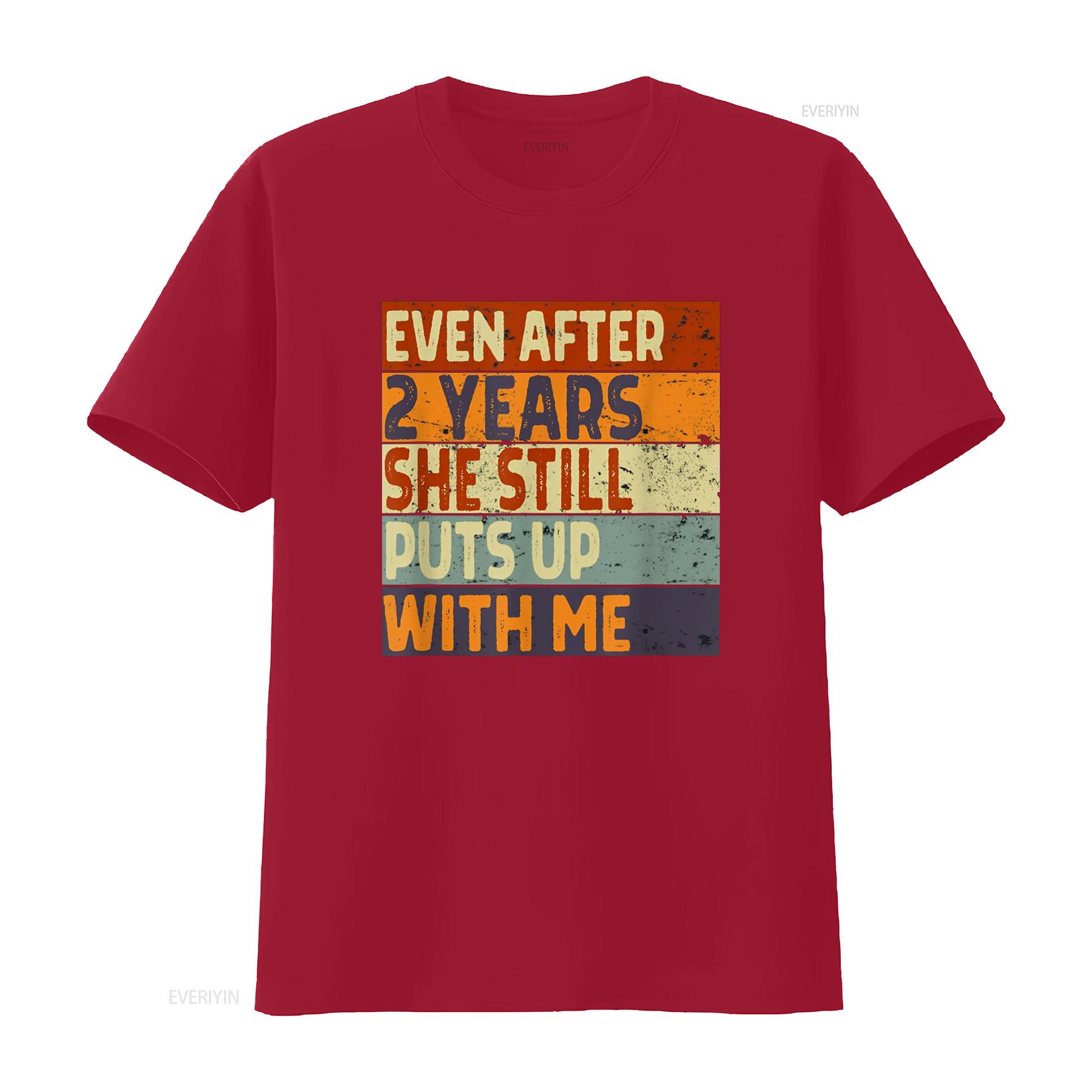 

Mens Funny 2 Years Marriage Wedding Anniversary for Him T Shirt vintage Washed streetwear Breathable Casual S